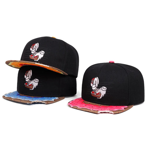 Cartoon Creative Flat Edge Hat Doughnut Game Controller Embroidered Hip Hop Hat Daily Leisure Decoration Baseball Hat