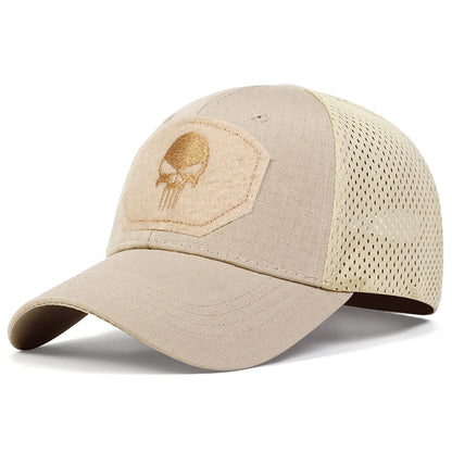 Unisex Skull Embroidered Top With Patch Breathable Baseball Caps Adjustable Sunscreen Hat