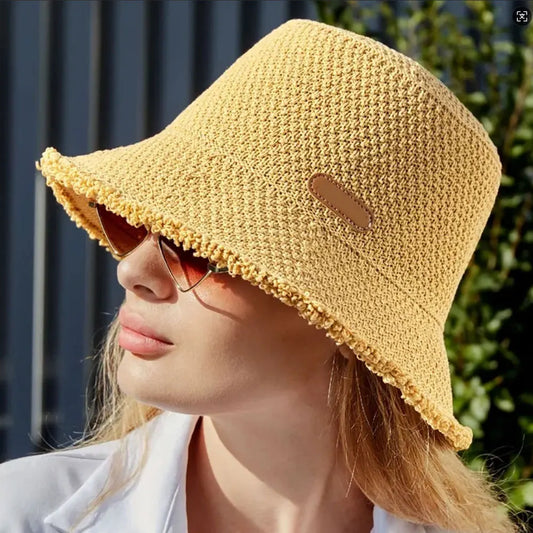 Korean Straw Hat Summer Women Sun Protection Bucket Hat