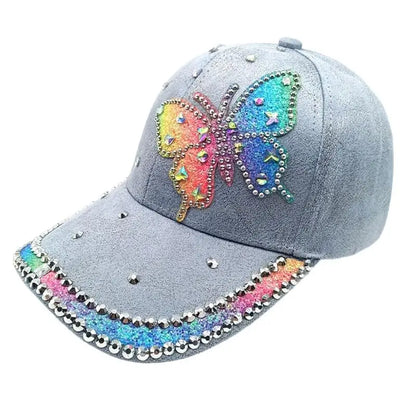 2000s Butterfly Pattern Baseball Cap Long Brims Sun Hat