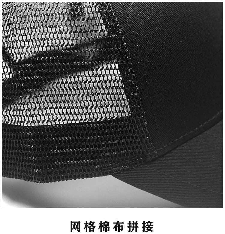Big Head Man Plus Size Baseball Cap Men Summer 100% Cotton Mesh Trucker Hat Male 3d Embroidery Snapback Hats