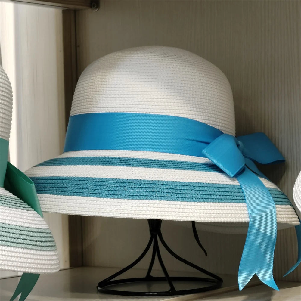 Woolen Rhinestone Solid Color Basin Hat Leisure Outdoor Beach Sun Hat