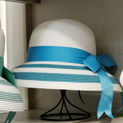Woolen Rhinestone Solid Color Basin Hat Leisure Outdoor Beach Sun Hat