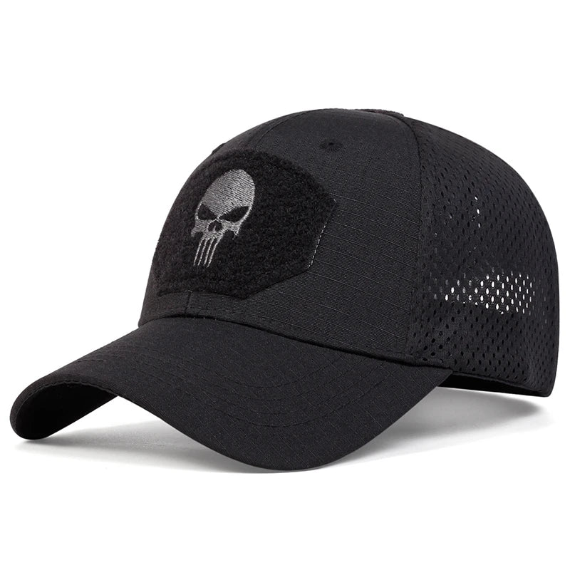 Unisex Skull Embroidered Top With Patch Breathable Baseball Caps Adjustable Sunscreen Hat