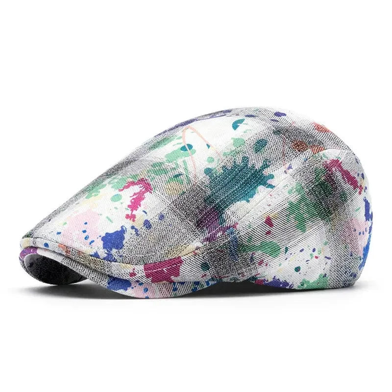 Four Seasons Cotton Print Newsboy Caps Men Flat Peaked Cap