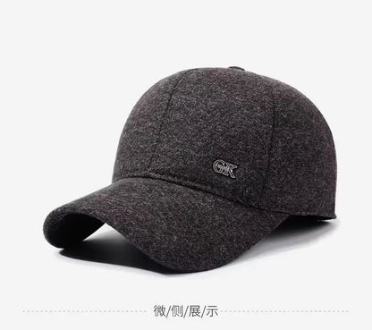 Thickened Warm Winter Hat Color Block Earflap Baseball Cap Ear Protection Adjustable Outdoor Casual Cap