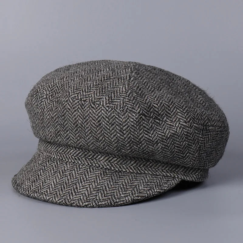 Classical British 100% Wool Octagonal Hat Women's Autumn