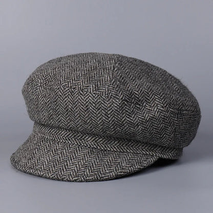 Classical British 100% Wool Octagonal Hat Women's Autumn