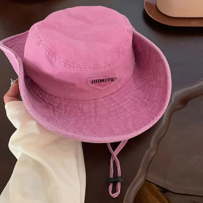 Retro UV Protection Bucket Hat Heart Wide Brim Sun Hat