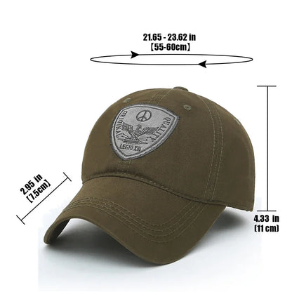 Fashion Classic Soft Top Embroidery Patch Washable Military Cadet Hat Unisex Cotton Outdoor Sport Casual Baseball Cap