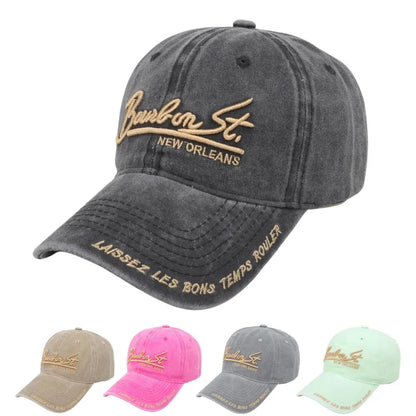 Unisex Washed Denim Baseball Caps Letter Embroidery Kpop Cotton Cap