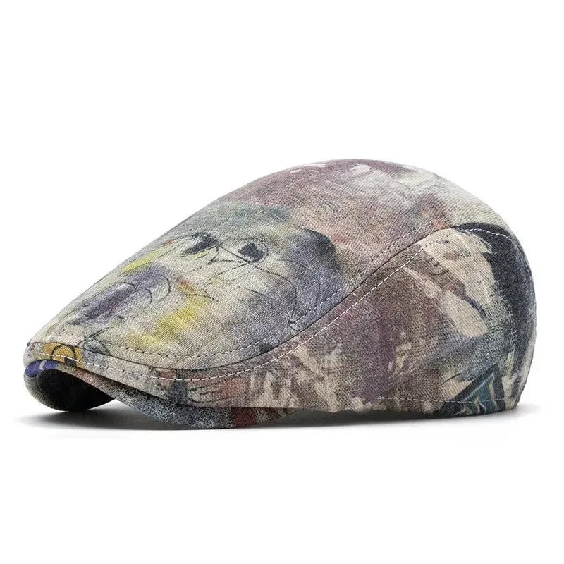 Four Seasons Cotton Print Newsboy Caps Men Flat Peaked Cap