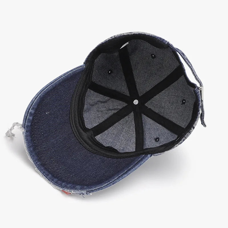 Men's Distressed Denim Baseball Cap