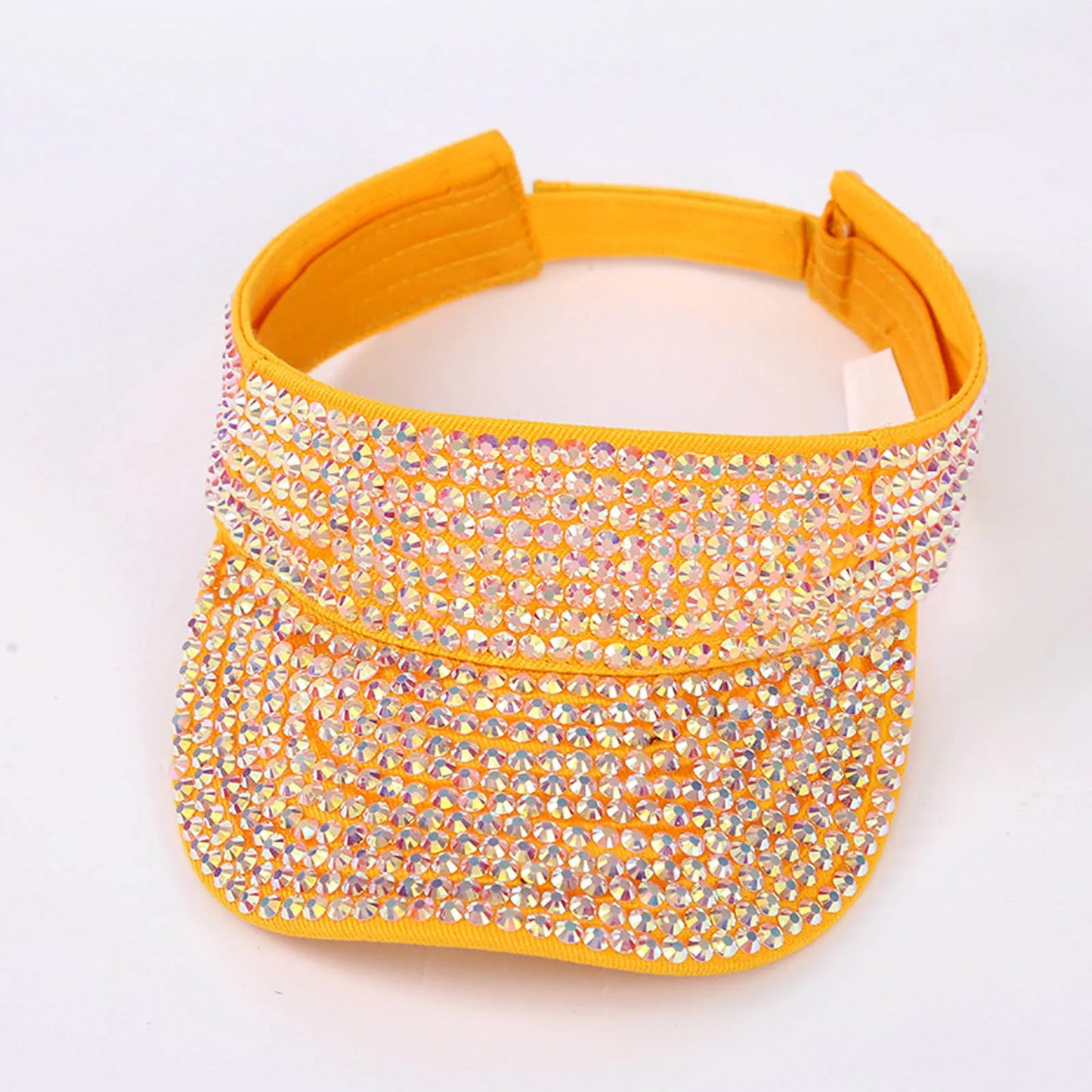 Glitter Visor Shiny Rhinestones Sport Cap Solid Empty Top Hats