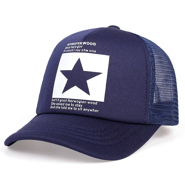 Unisfive-pointed Star Printed Baseball Cap Spring Summer Breathable Net Caps Men Women
