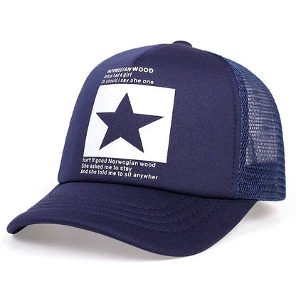 Unisfive-pointed Star Printed Baseball Cap Spring Summer Breathable Net Caps Men Women