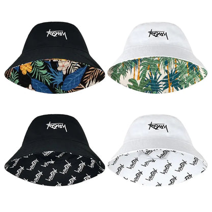 Summer Basin Cap Hip Hop Hat Double Sided Bucket Hat Fishing Fisherman Hat Pattern Packable Sun Protection