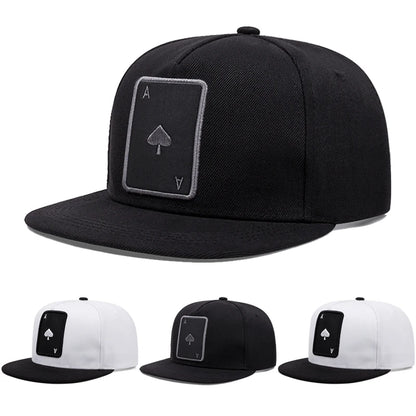 Trendy Flat Edge Hat Poker A Hip Hop Hat Outdoor Cycling Skateboarding Hat Sports
