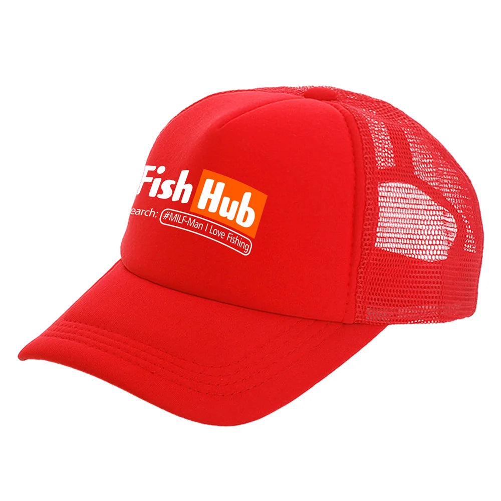 Fish Hub Trucker Cap Men Funny Fishing Hat Baseball Cap