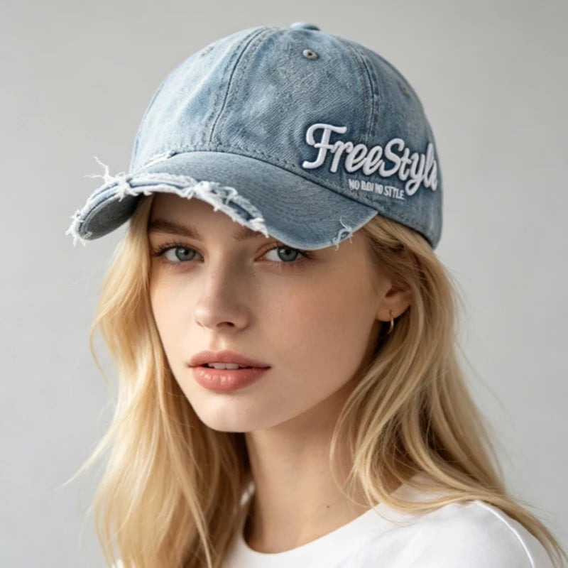 Vintage Washed Cotton Denim Unisex Baseball Cap