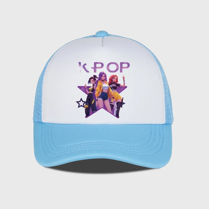 K-POP Girl Group Printed Mesh Cap, Breathable Summer Baseball Cap