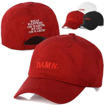 Letter DAMN Embroidery Baseball Cap Stitched Adjustable Washed Cotton Baseball Hip Hop Sunscreen Hat