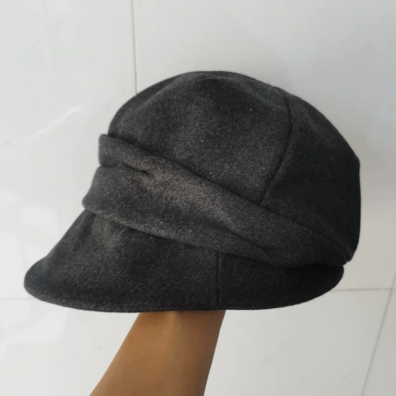 Winter Wool Felt Beret & Bucket Hat - Thermal Lined Vintage Newsboy Cap