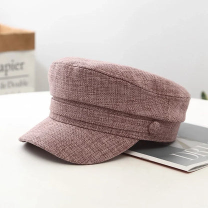 British Retro Style Solid Color Breathable Flat Top Newsboy Cap