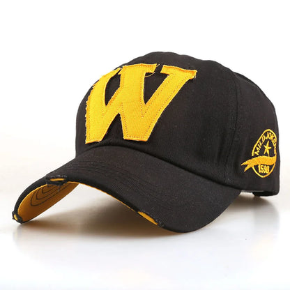 Retro Distressed Style Letter 'W' Baseball Cap