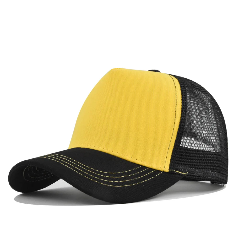 Customized Logo Hard Top 5 Panels Mesh Baseball Cap For Men Women