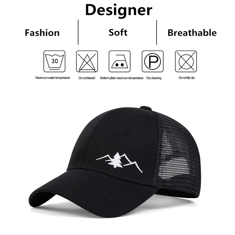 Unisex Mountain Embroidery Breathable Baseball Net Caps