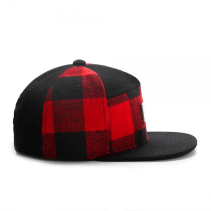 Fashion Hat PLATED Cap Woolen Red Checkered Iron Logo Adjustable Hat Flat Brimmed Hat Sun Hat