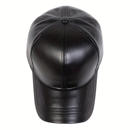 Unisex Solid Color PU Leather Baseball Caps Outdoor
