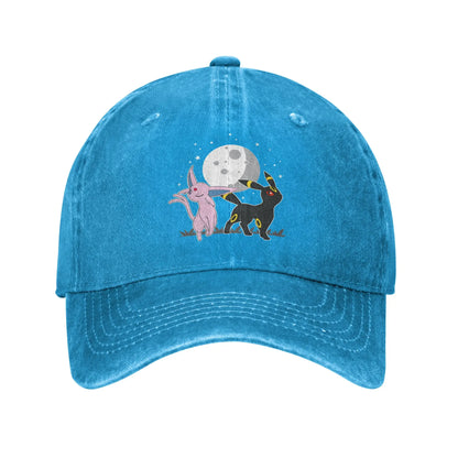 Washed Baseball Cap Pokemon Celestial Espeon and Umbreon Summer For Female Male