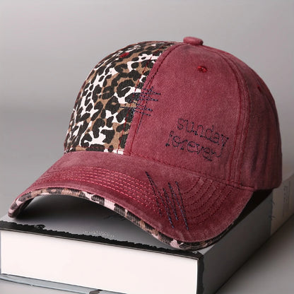 Leopard Print Letter Embroidered Baseball Cap
