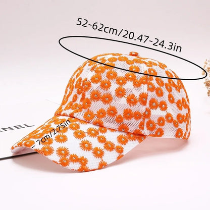 Casual Embroidered Flower Baseball Cap Adjustable