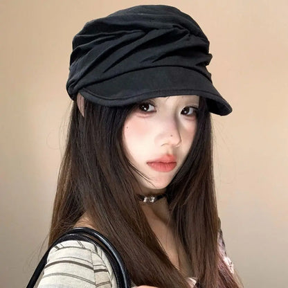 Retro Japanese Linen Berets Classic Pleated Newsboy Hats