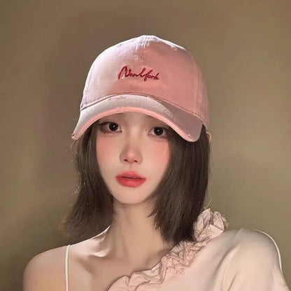 Distressed Perforated Duckbill Cap Cotton Baseball Cap
