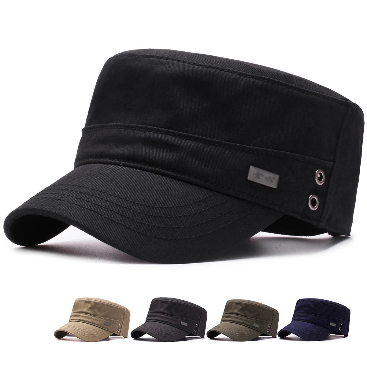Four Seasons Flat Top Hat Men Simple Cotton Peaked Hat