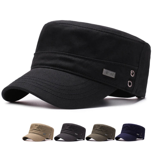 Four Seasons Flat Top Hat Men Simple Cotton Peaked Hat