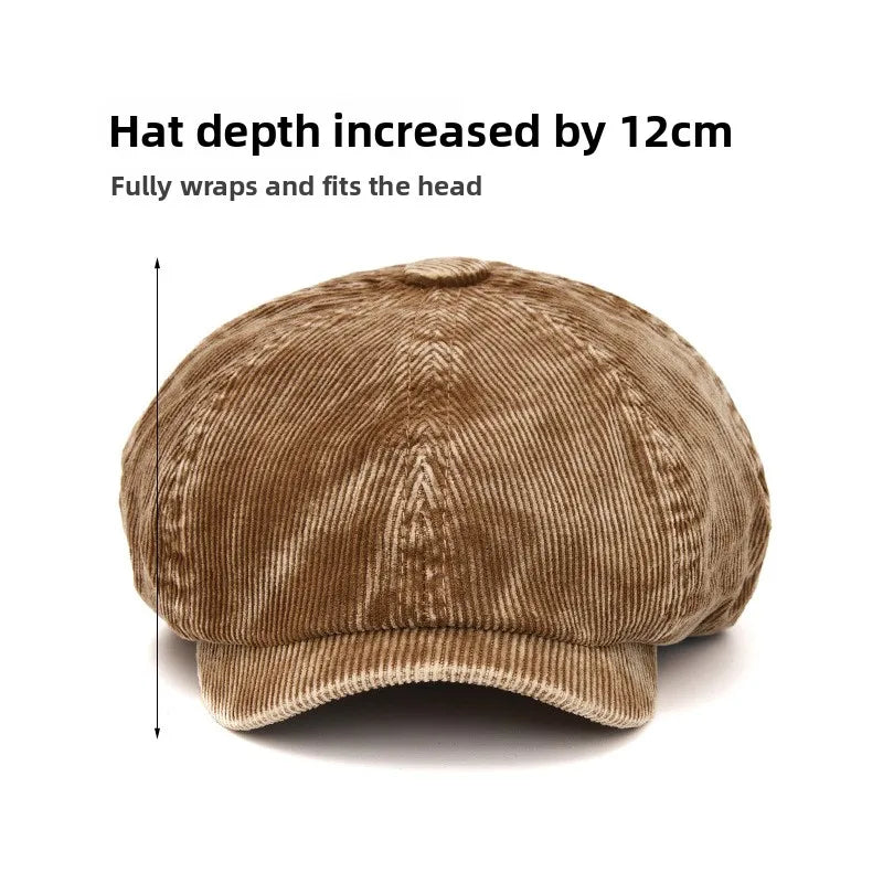Japanese Simple Sticker Retro Corduroy Berets Cap For Women Spring And Autumn