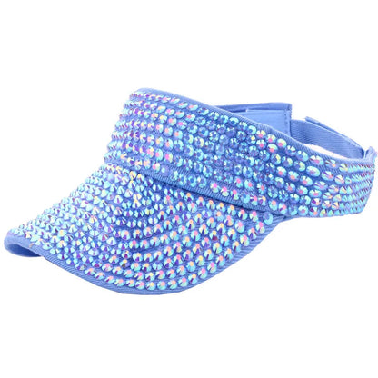 Rhinestone Empty Top Cap Casual Women Sun Visor