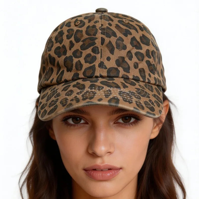 Vintage Leopard Print Baseball Cap for Women