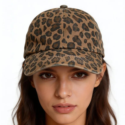 Vintage Leopard Print Baseball Cap for Women