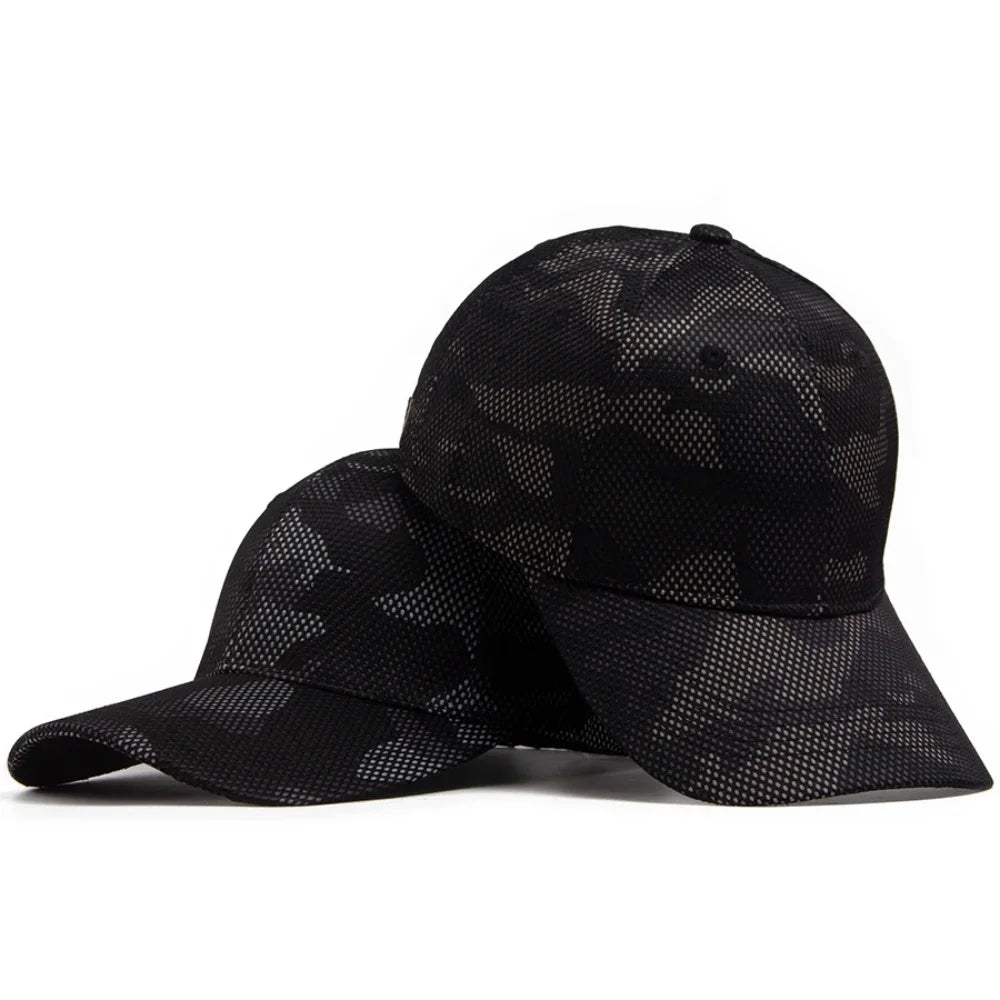 Grid Unisex Camouflage Baseball Cap Unisex Adjustable Sun Hat Men