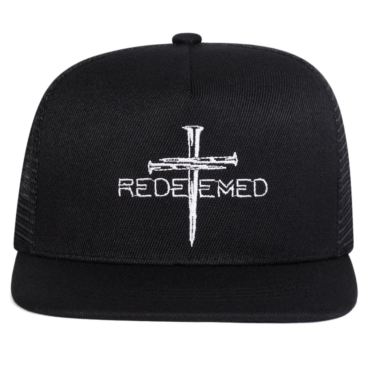 Unisex Redeemed Cross Embroidery Hip-hop Net Hats Spring Summer