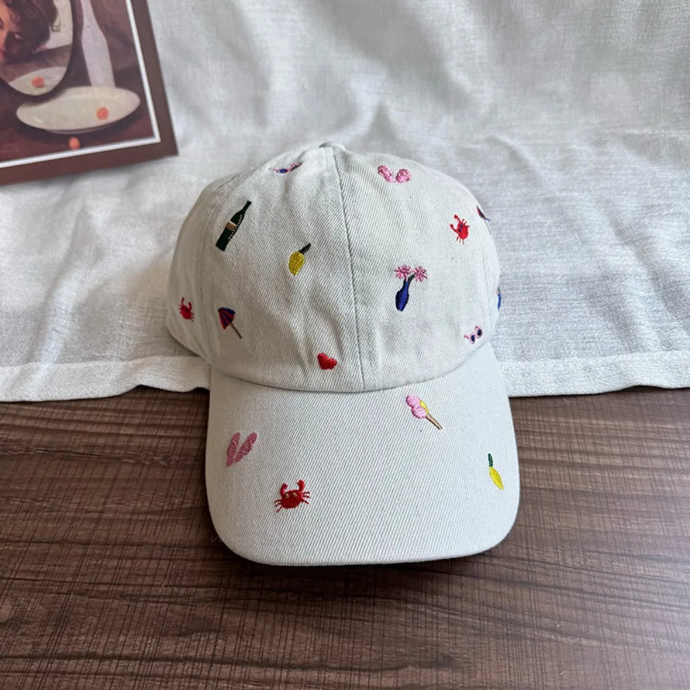 Casual Creative Embroidered Baseball Cap Graffiti Crab Cartoon Baseball Hat