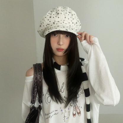 Retro Literary Style Star Beret For Women With An Octagonal Shape