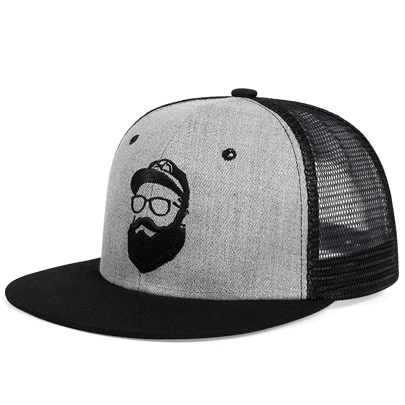 Unisex Old Man Embroidery Hip Hop Net Hats Adjustable Casual Snapback Baseball Caps Outdoor Sunscreen Hat