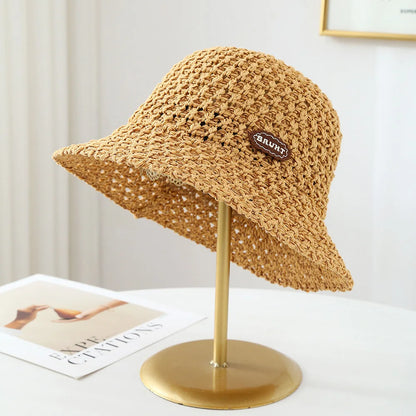 Woven Straw Rope Bucket Outdoor Cap Sunshade Ins Fashion Good Bucket Hats